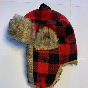 Fur-lined Plaid Trapper Hat *NEW WITH TAGS